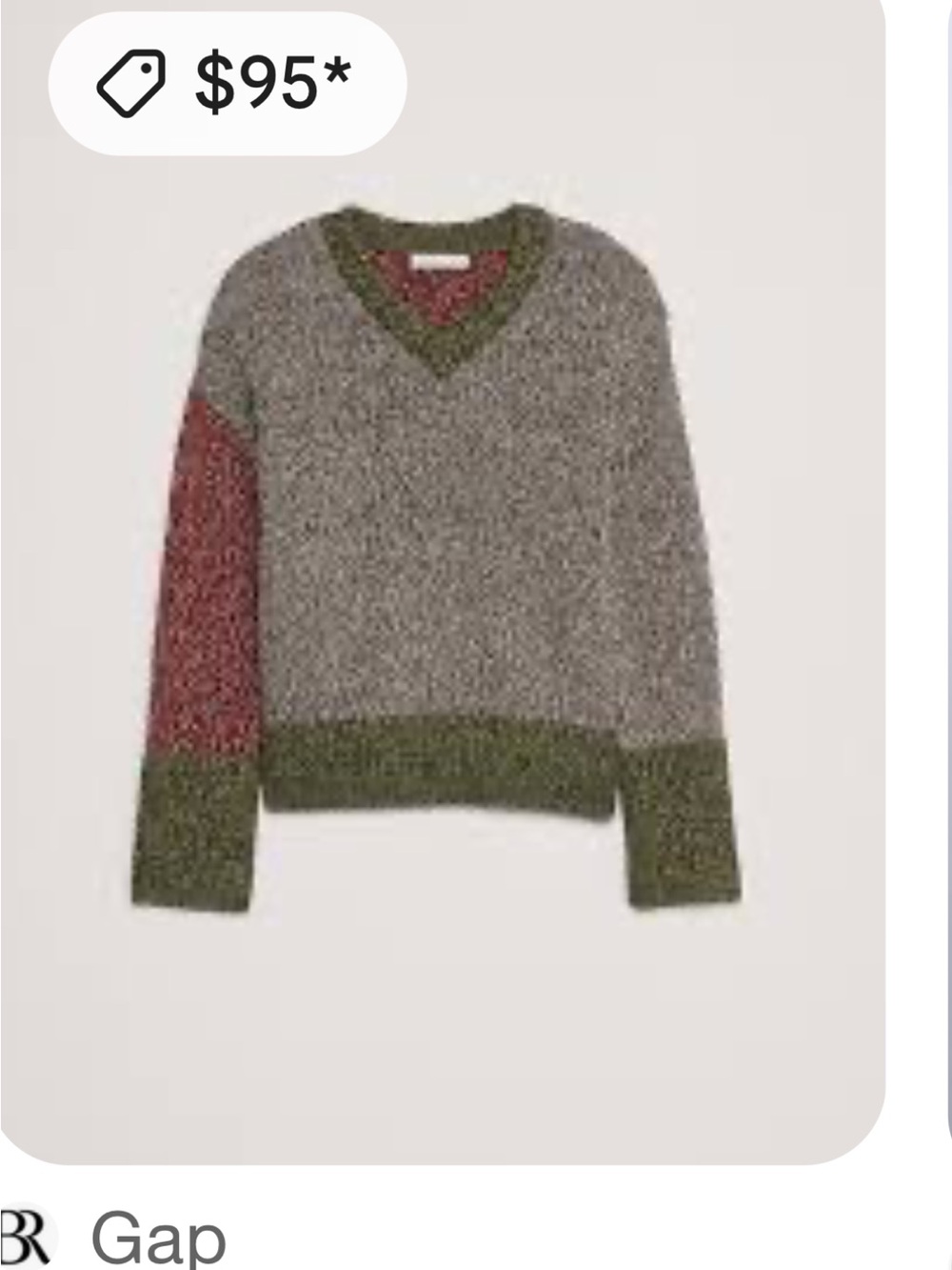Banana Republic Colorblock V-Neck Sweater in Gray, Olive & Brick